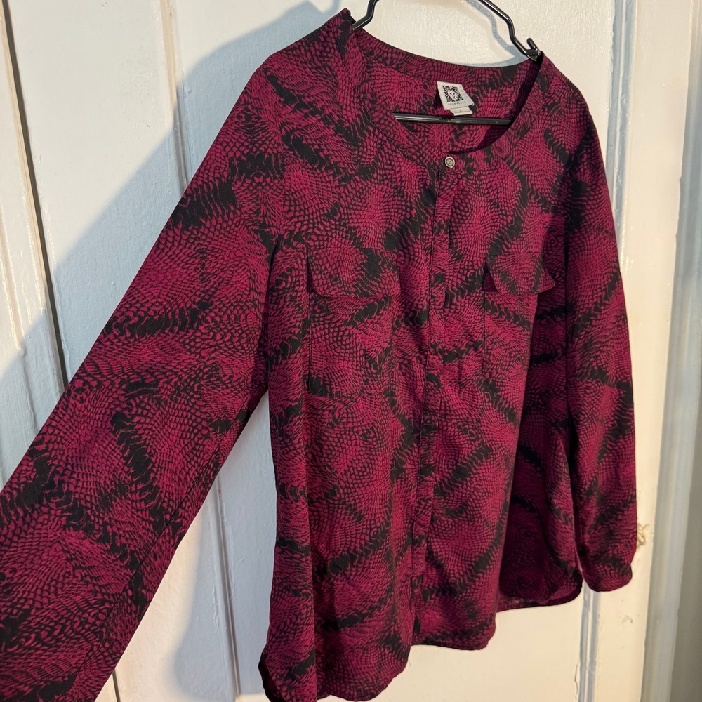 Anne Klein Burgundy Whimsigoth Snake Maximalist Animal Print L Dark Grunge Fairy - Picture 6 of 11